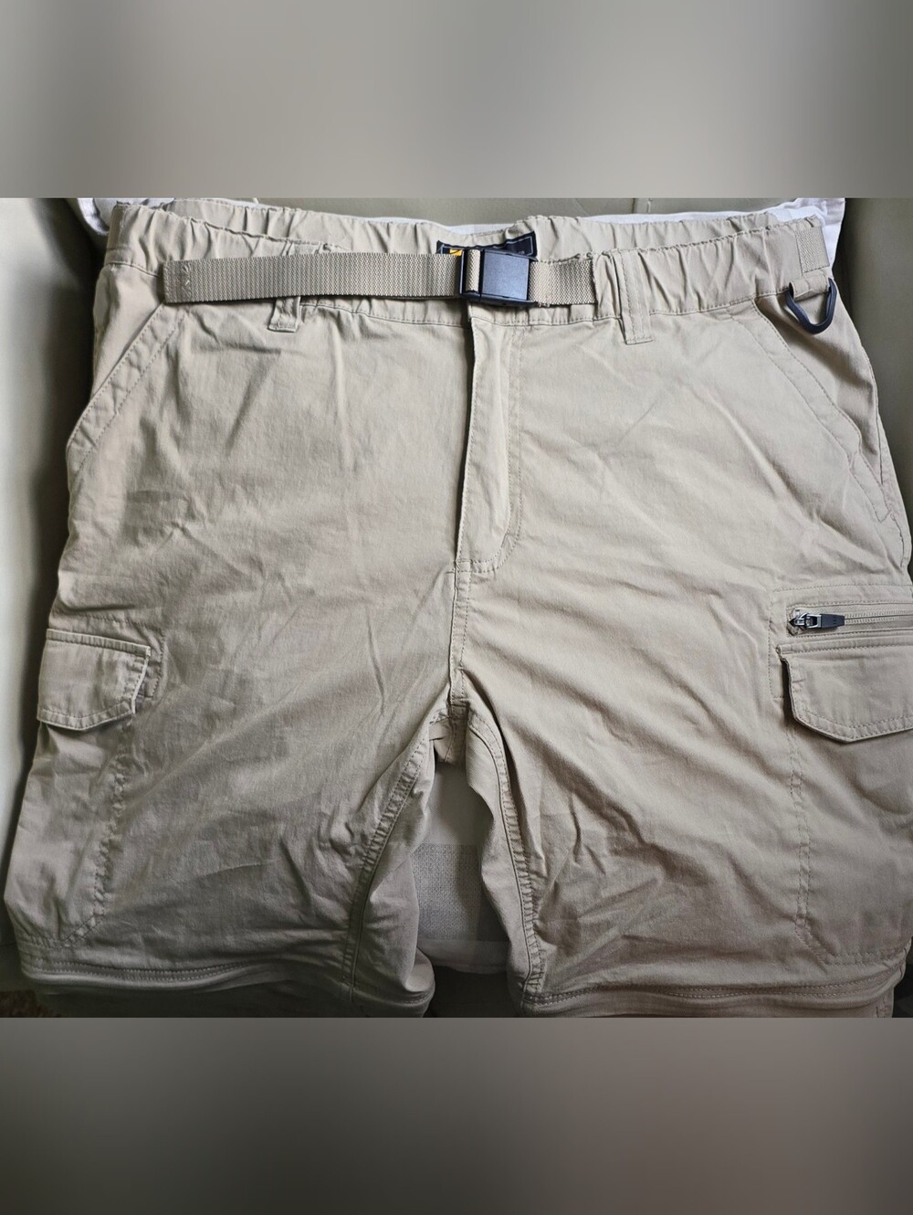 NWOT 7-Pocket Men's Convertible Shorts Pants XL Beige Utility Cargo Tactical